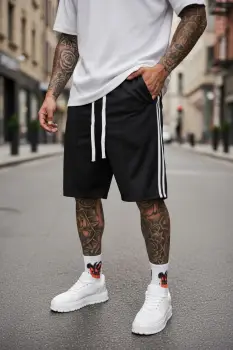 Pantaloni de trening scurti negri P100 82-2 imagine
