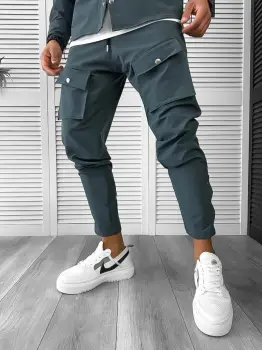 Pantaloni de trening slim fit verde inchis 6050 N8-3.1 imagine