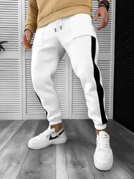 Pantaloni de trening vatuiti albi 887 i7-2 imagine