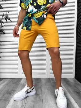 Pantaloni scurti casual  mustar 13059 imagine