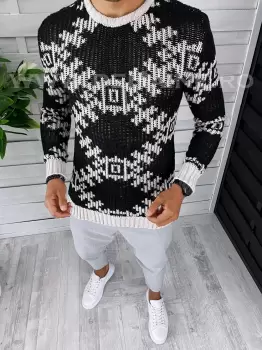 Pulover barbati gros slim fit bej T3623 I5-4/U2 imagine