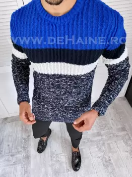 Pulover barbati gros slim fit bleumarin T3572 81-4 imagine