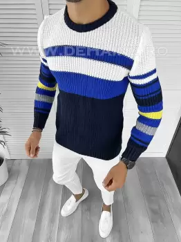 Pulover barbati gros slim fit bleumarin T3576 105-4* imagine