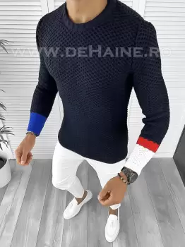 Pulover barbati gros slim fit bleumarin T3585 94-3* imagine