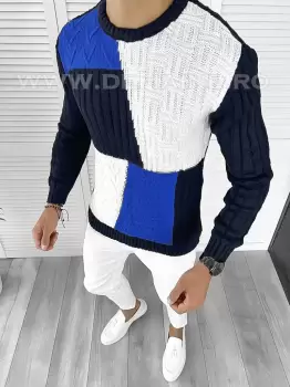 Pulover barbati gros slim fit bleumarin T3611 103-5* E imagine