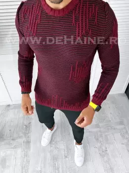 Pulover barbati gros slim fit grena T3636 I13-1 imagine