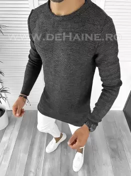 Pulover barbati gros slim fit gri inchis T3652 U1 imagine
