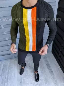 Pulover barbati gros slim fit negru T3578 110-2 imagine