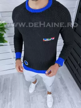 Pulover barbati gros slim fit negru T3583 91-2 imagine