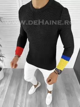 Pulover barbati gros slim fit negru T3585 93-2* E imagine