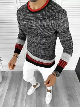 Pulover barbati gros slim fit negru T3616 95-1.2 E/U5 imagine