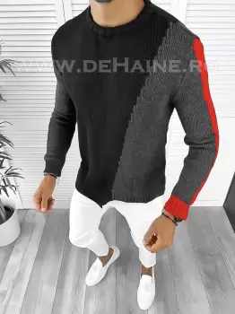 Pulover barbati gros slim fit negru T3619 95-3-5 E/U1 imagine
