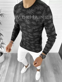 Pulover barbati gros slim fit negru ZR T3703 90-4/U1 imagine