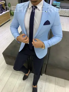 Sacou barbati bleu slim fit ZR A4072 O5-5.2 imagine
