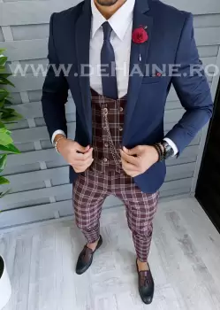 Sacou barbati bleumarin slim fit B1481 E imagine