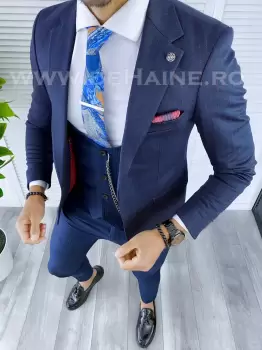 Sacou barbati bleumarin slim fit B5323 85-5 E imagine