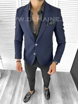 Sacou barbati bleumarin slim fit B8287  imagine