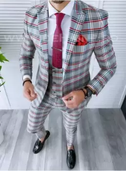 Sacou barbati in carouri slim fit 11937 266-3 imagine