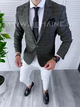 Sacou barbati in carouri slim fit B4242 80-5 E/N1.3.2. imagine