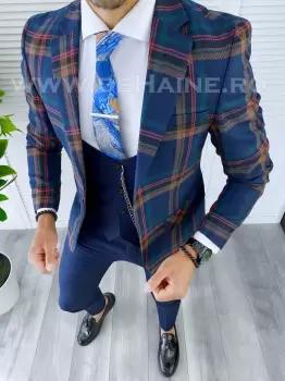 Sacou barbati in carouri slim fit B5299 81-1 E imagine