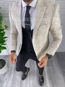 Sacou barbati in carouri slim fit B5579 77-4 E/21-3.3 imagine