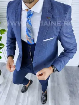 Sacou barbati in carouri slim fit B5596 70-1 E imagine