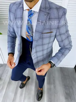 Sacou barbati in carouri slim fit B5597 E 72-5 ~ imagine