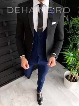 Sacou barbati negru slim fit ZR A4042 E* imagine