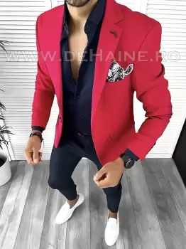Sacou barbati rosu slim fit A4001 66-3 E imagine