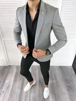 Sacou barbati slim fit 11984 imagine