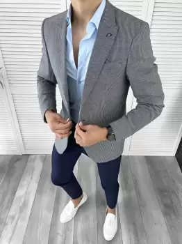 Sacou barbati slim fit 12034 imagine