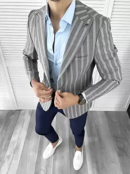 Sacou barbati slim fit 12037 imagine