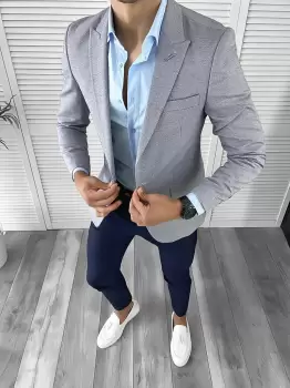 Sacou barbati slim fit 12038 imagine