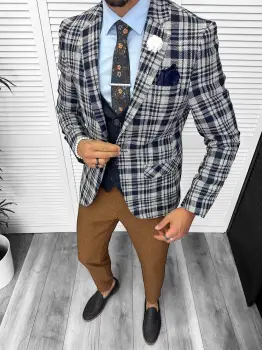 Sacou barbati slim fit bleumarin 13197 imagine