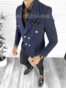 Sacou barbati slim fit bleumarin B8320 D3-2.3 imagine