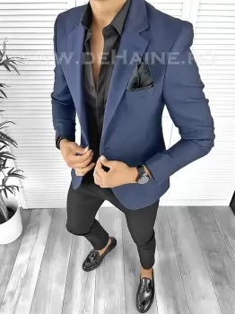 Sacou barbati slim fit bleumarin B8344 83-5 E imagine