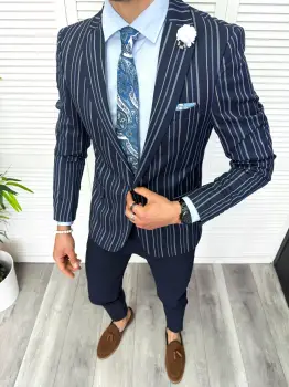 Sacou barbati slim fit  cu dungi  638 imagine