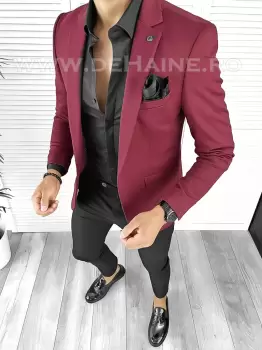 Sacou barbati slim fit grena B8339 74-3 E imagine