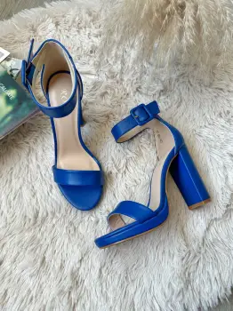 Sandale dama cu toc gros albastre 109 imagine