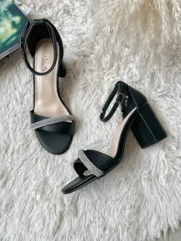 Sandale dama cu toc gros negre GH110 imagine