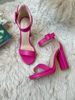 Sandale dama cu toc gros roz 109 imagine