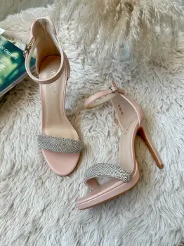 Sandale dama cu toc subtire bej 108 imagine