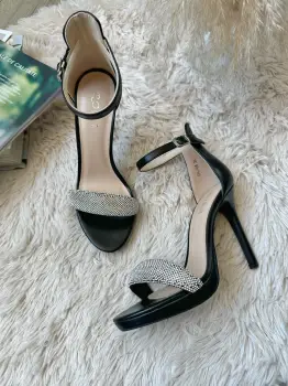 Sandale dama cu toc subtire negre 108 imagine