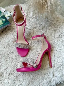 Sandale dama cu toc subtire roz 108 imagine