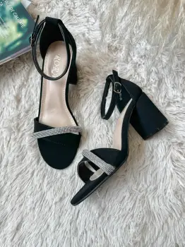 Sandale dama negre piele intoarsa GH110 imagine