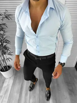 Tinuta barbati smart casual Pantaloni + Camasa + CUREA 12618 E imagine