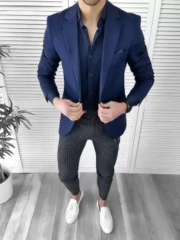 Tinuta barbati smart casual Pantaloni + Camasa + Sacou 10083 imagine