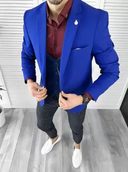 Tinuta barbati smart casual Pantaloni + Camasa + Sacou+Vesta 10453 imagine