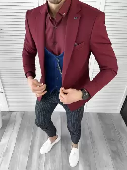 Tinuta barbati smart casual Pantaloni + Camasa + Sacou+Vesta 10454 imagine