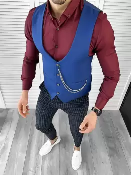 Tinuta barbati smart casual Pantaloni + Camasa+Vesta 10450 imagine